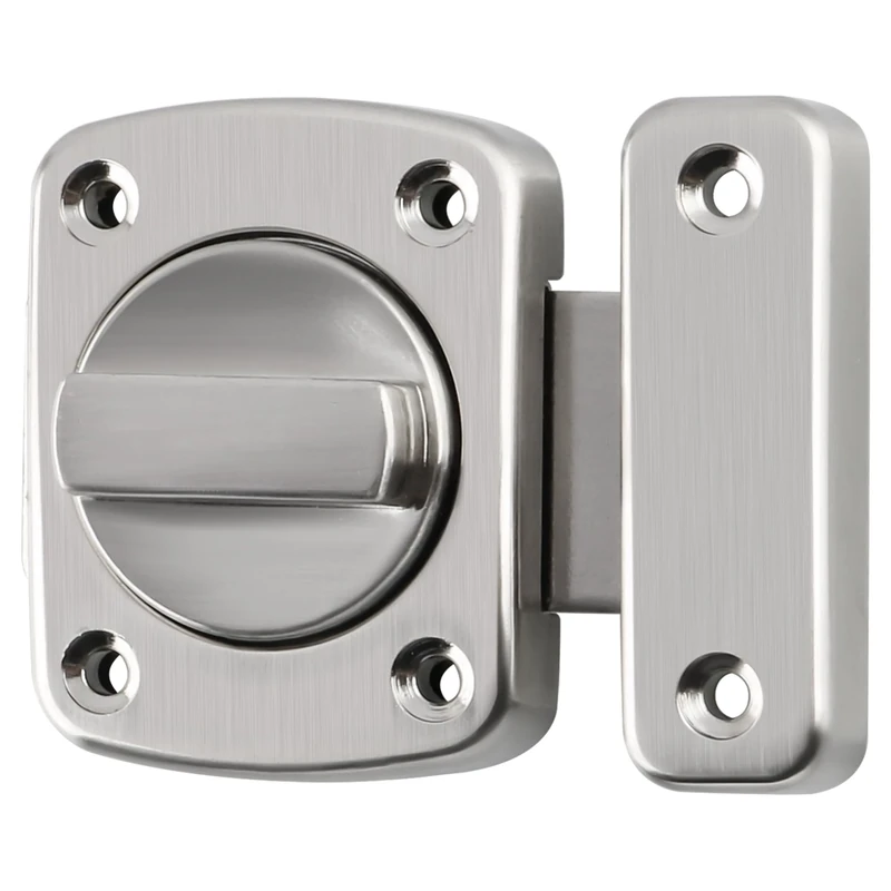 SAYAYO Bathroom Latch Rotate Bolt Gate Latch Door Lock Double-Sided Rotating Bolt with Fixed Screw Brushed Finished, 65x70MM