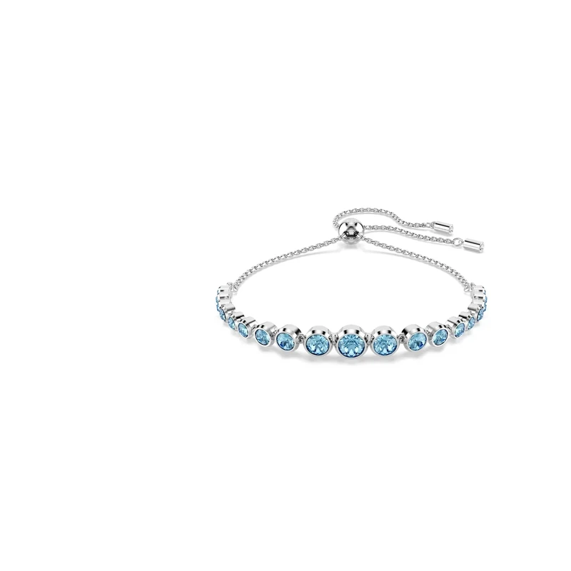 Swarovski Imber Tennis Bracelet, Blue Round-Cut Crystals in a Rhodium-Finished Setting, Part of the Imber Collection