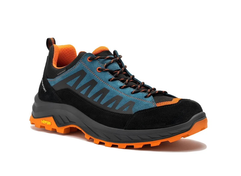 GARSPORT Men's GIAU LOW WP Trekking shoe, TEAL/ORANGE, 6 UK