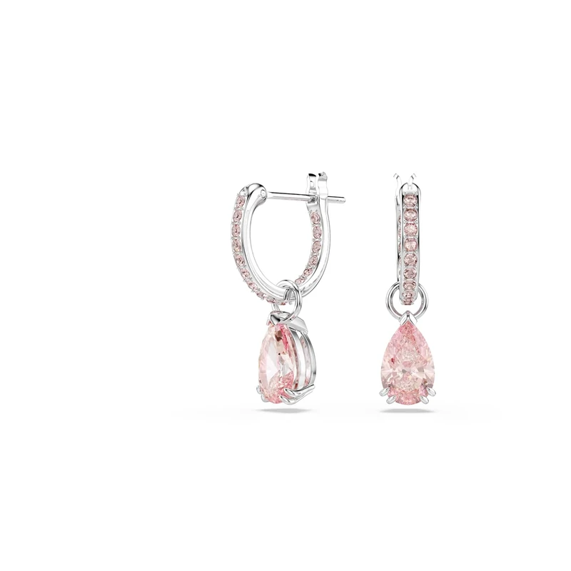 Swarovski Attract Drop Earrings, Pink Pear-Cut and Round-Cut Crystals in a Rhodium-Finished Setting, Part of the Swarovski Attract Collection