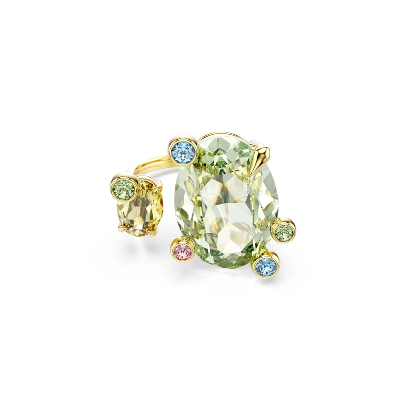 Swarovski Gema open ring, Mixed cuts, Multicolored, Gold-tone plated