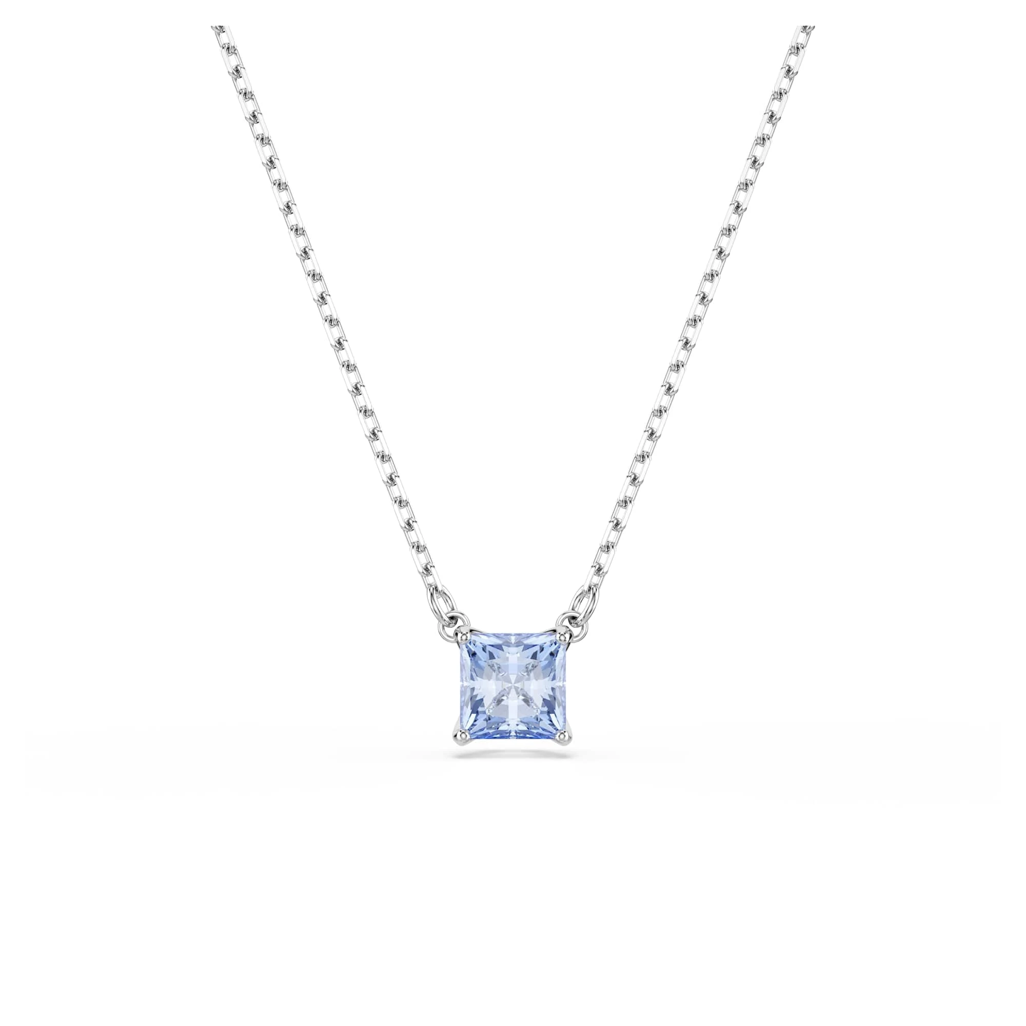 Swarovski Matrix Pendant Necklace, Blue Square-Cut Crystal in a Rhodium-Finished Setting, Part of the Matrix Collection