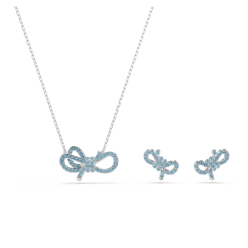 Swarovski Lifelong Bow Necklace and Earring Set with Bow Motif in Rhodium-Finished Settings, Part of the Swarovski Lifelong Bow Collection