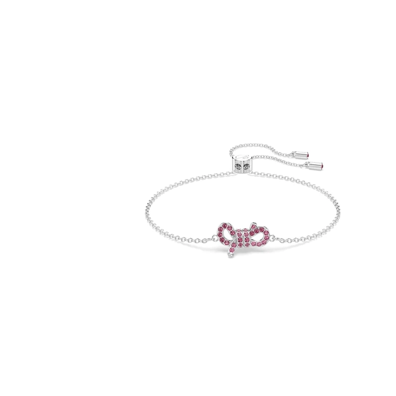 Swarovski Lifelong Bow Bracelet, Pink Crystal Pavé with Bow Motif in a Rhodium-Finished Setting, Part of the Lifelong Bow Collection