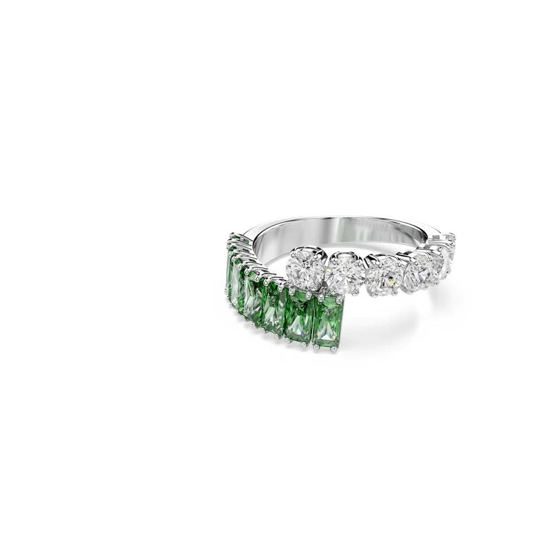 Swarovski Matrix ring Green, Rhodium plated