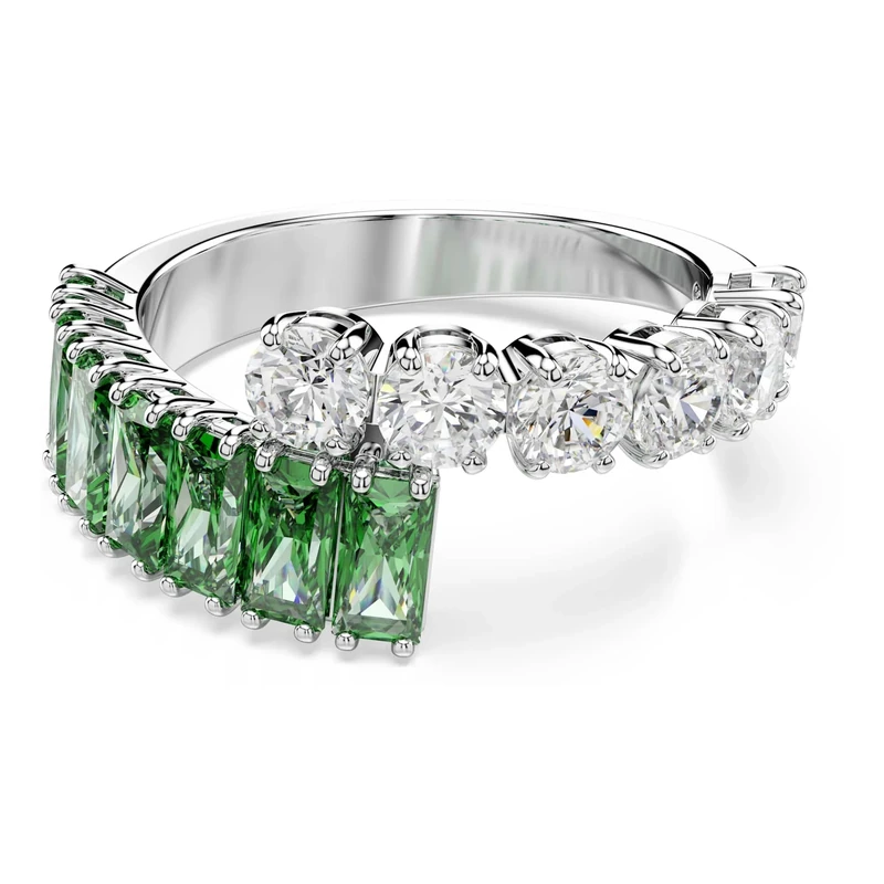 Swarovski Matrix ring Green, Rhodium plated