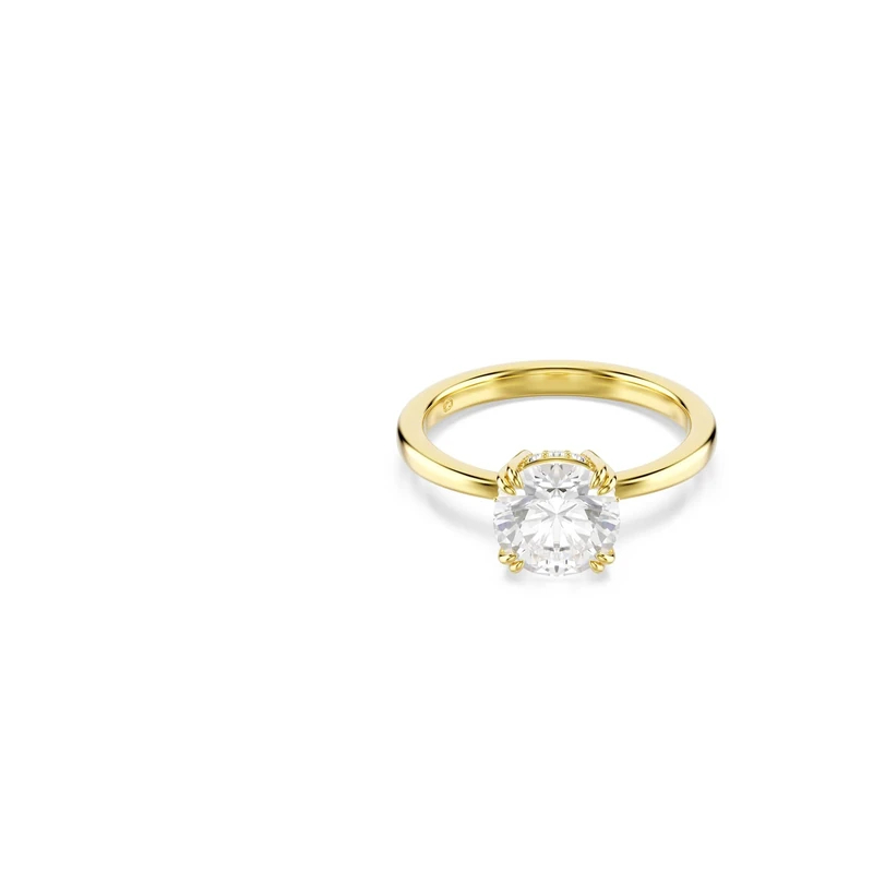 Swarovski Stilla cocktail ring Round cut, White, Gold-tone plated