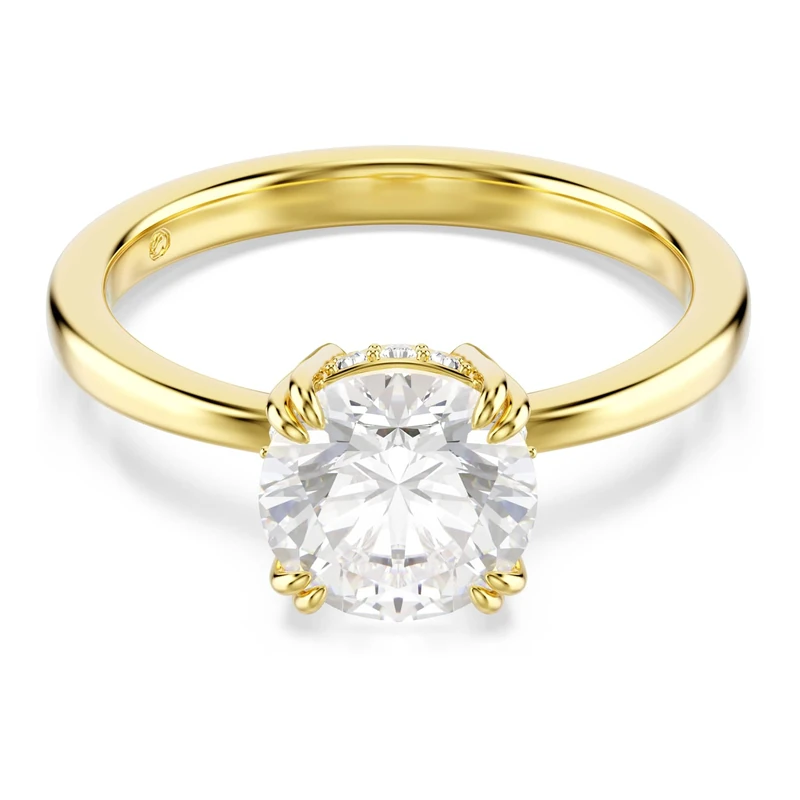 Swarovski Stilla cocktail ring Round cut, White, Gold-tone plated