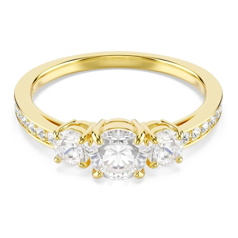 Swarovski Stilla Attract ring Round cut, White, Gold-tone plated