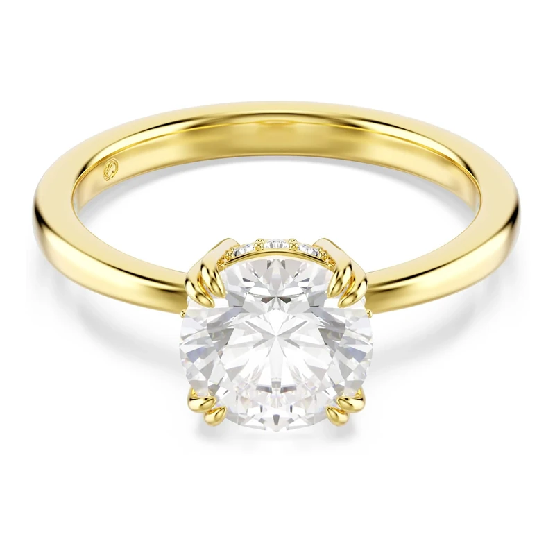 Swarovski Stilla cocktail ring Round cut, White, Gold-tone plated