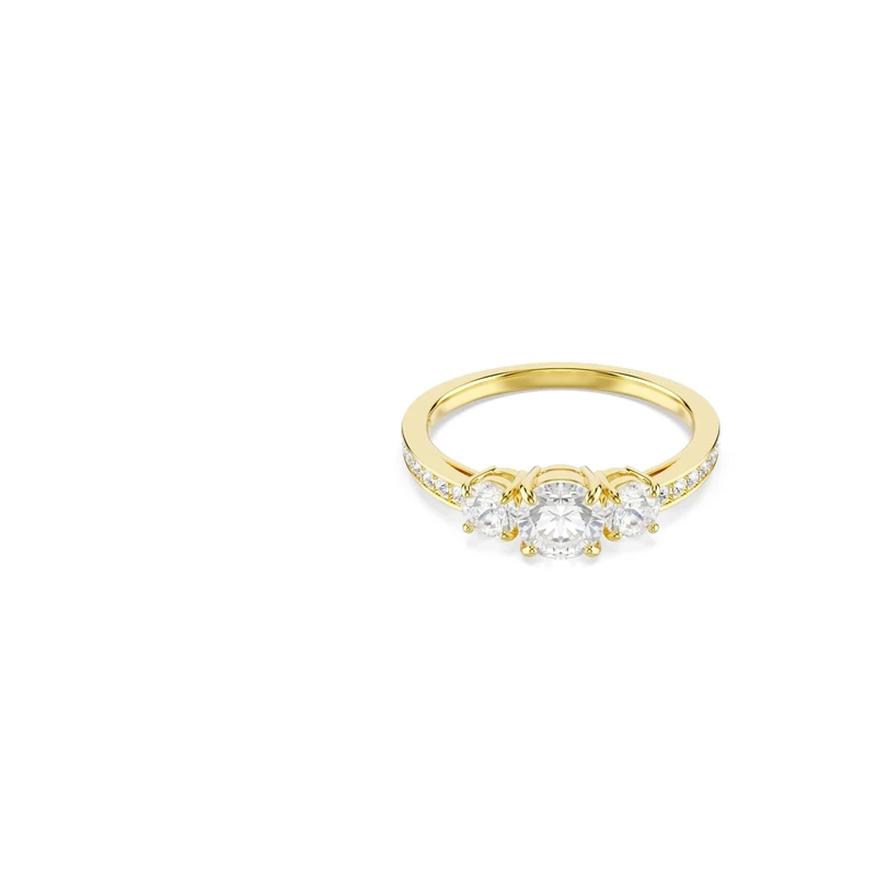 Swarovski Stilla Attract ring Round cut, White, Gold-tone plated