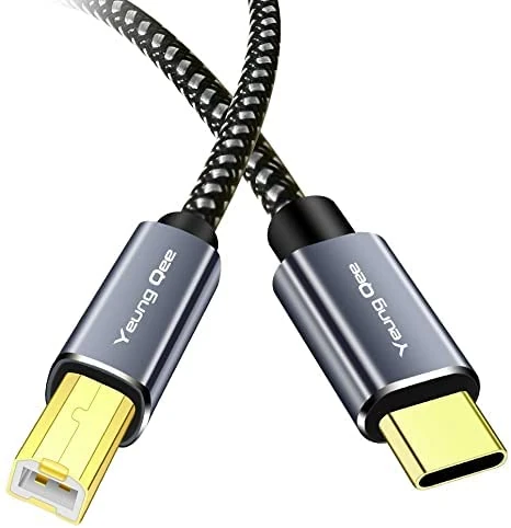 Yeung Qee USB C to USB B Printer Cable 8M, Braided High Speed USB Type C to USB 2.0 Type B Printer Scanner Cable Compatible with Brother,HP,Lexmark, Dell, Fax,Samsung etc (8m)