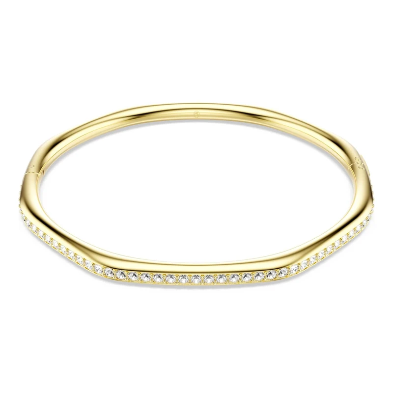 Swarovski Dextera Octagon Bangle Bracelet, Clear Round-Cut Crystals in a Gold-Tone Finished Setting, Size M, Part of the Dextera Collection
