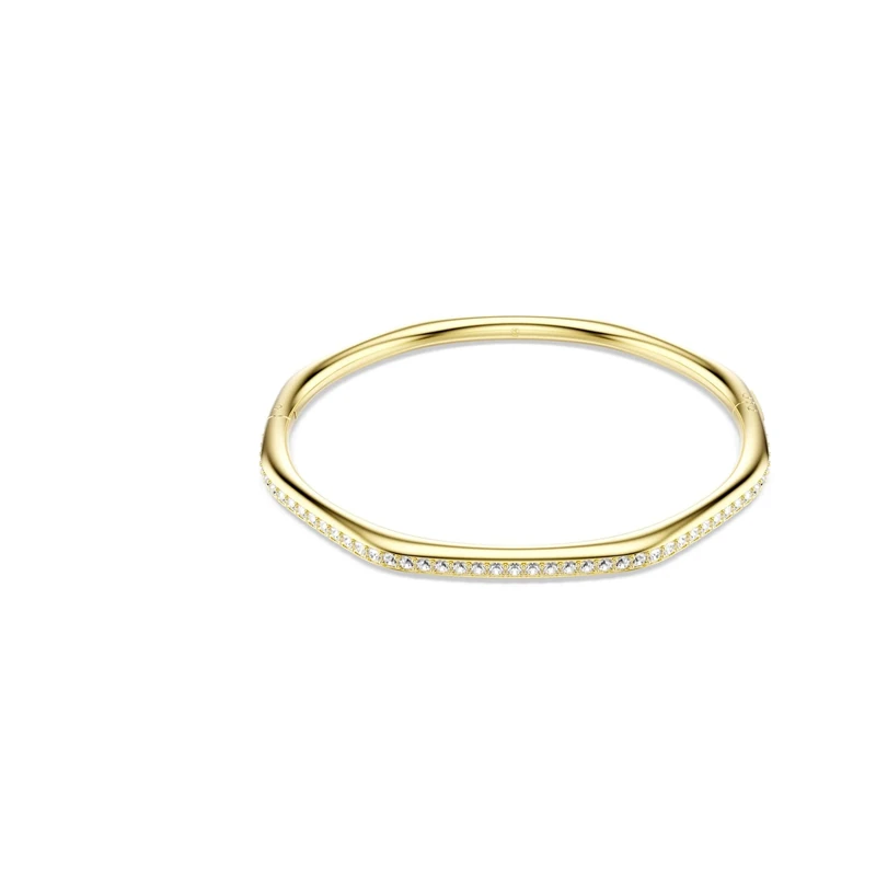 Swarovski Dextera Octagon Bangle Bracelet, Clear Round-Cut Crystals in a Gold-Tone Finished Setting, Size S, Part of the Dextera Collection