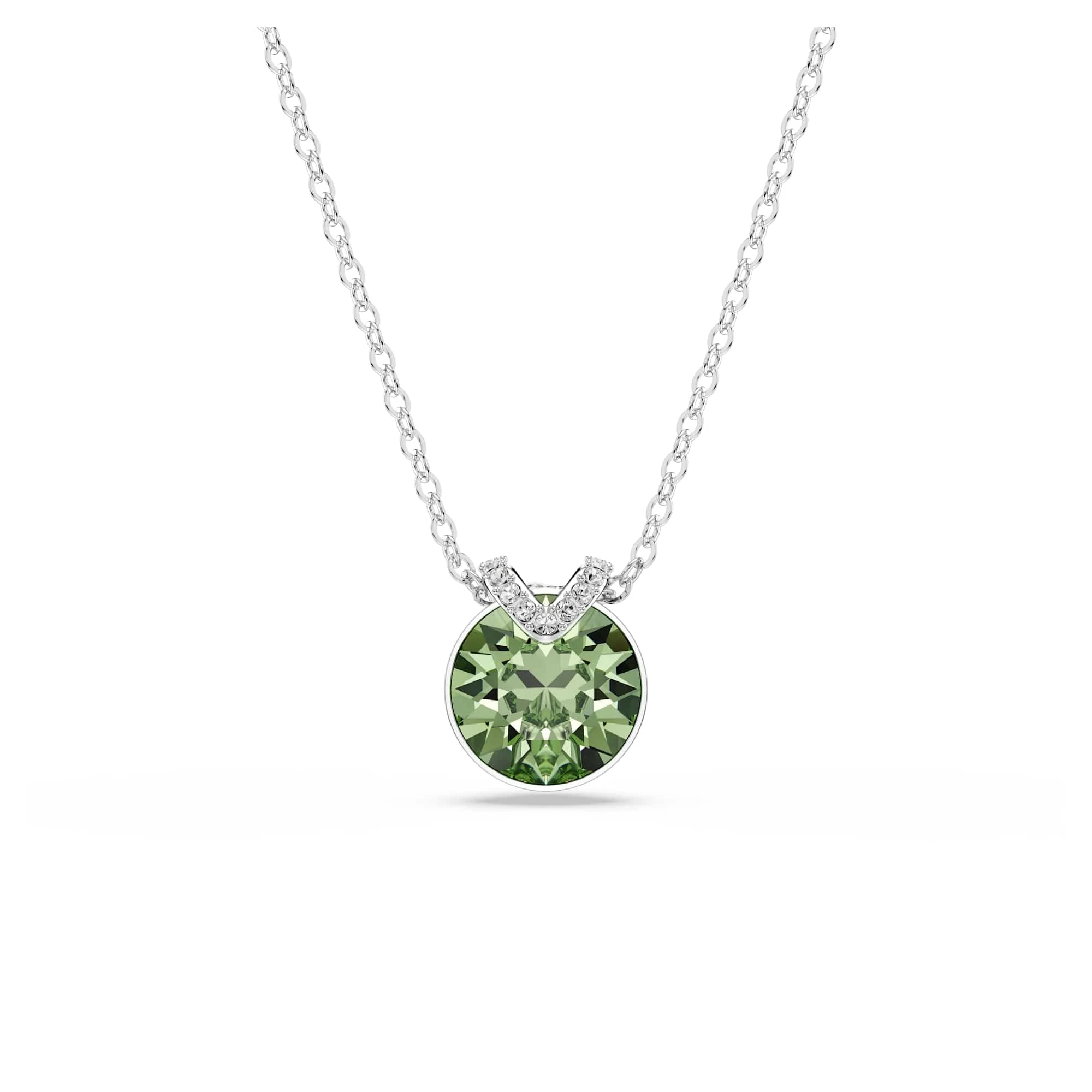 Swarovski Bella V Pendant Necklace, Green and Clear Round-Cut Crystals in a Rhodium-Finished Setting, Part of the Bella Collection