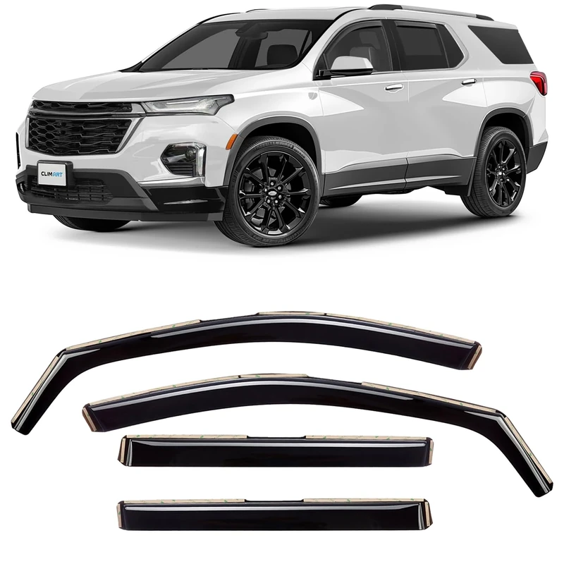CLIM ART in-Channel Incredibly Durable Rain Guards for Chevrolet (Chevy) Traverse 2018-2024, Original Window Deflectors, Vent Deflector, Vent Window Visors, Dark Smoke Car Accessories, 4pcs - 618168