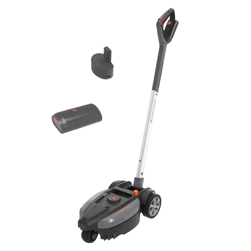YARD FORCE Force 12V iFlex Urban Battery Lawn Mower LM F23 with 4.0 Ah Lithium-Ion Battery, up to 50 m², 23 cm Cutting Width, 3 Steps 30-60 mm Cutting Height, Silver/Black