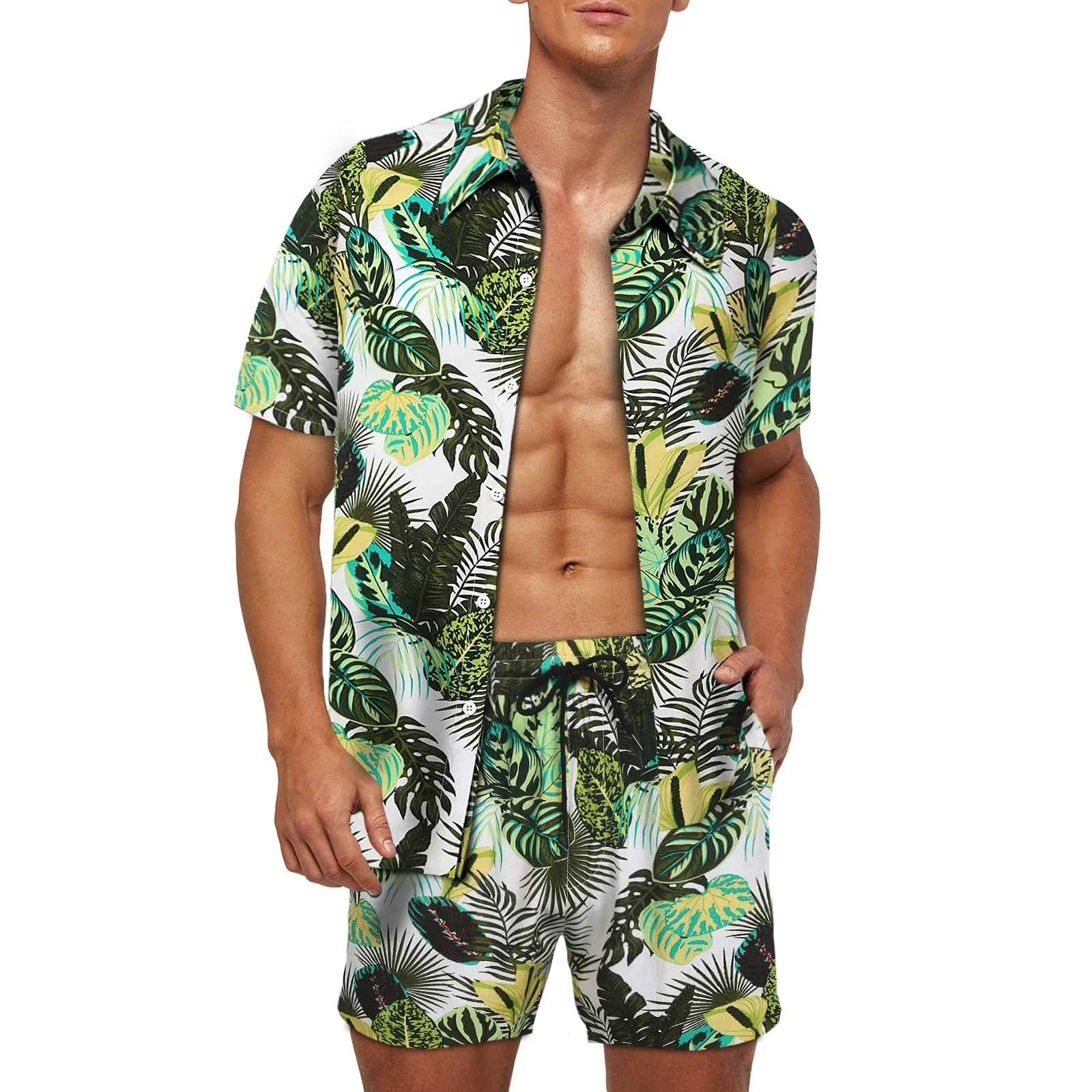 AOTORR Mens Hawaiian Tracksuit Short Sleeve Floral Set Summer Outfit Beach Jogging Sweatsuit Casual Suits for Men A10 L