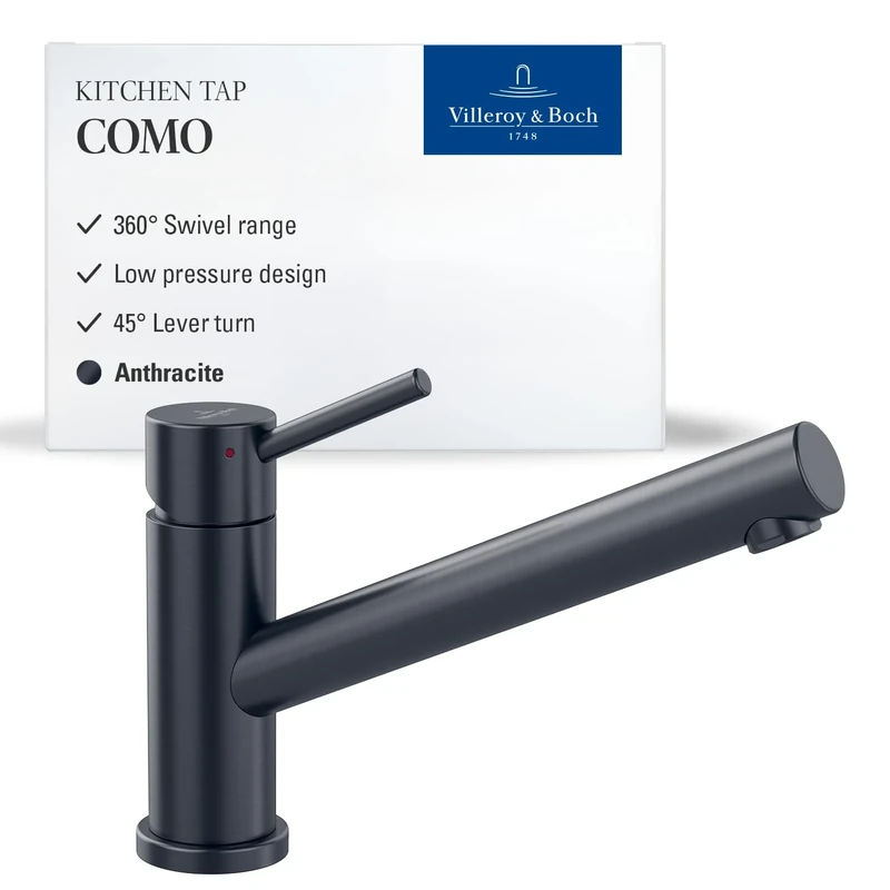 Villeroy & Boch Como 92511105 Low Pressure Single-Lever Kitchen Tap Anthracite