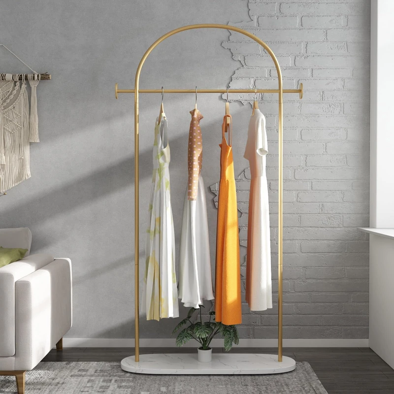 TIEOU Metal Gold Coat Rack Freestanding, Entryway Coat Rack Stand, Hat Coat Hanger Stand, Hall Tree Coat Rack, Gold Clothing Rack, Small Clothing Rack, Clothes Garment Rack, Modern Coat Rack, Gold