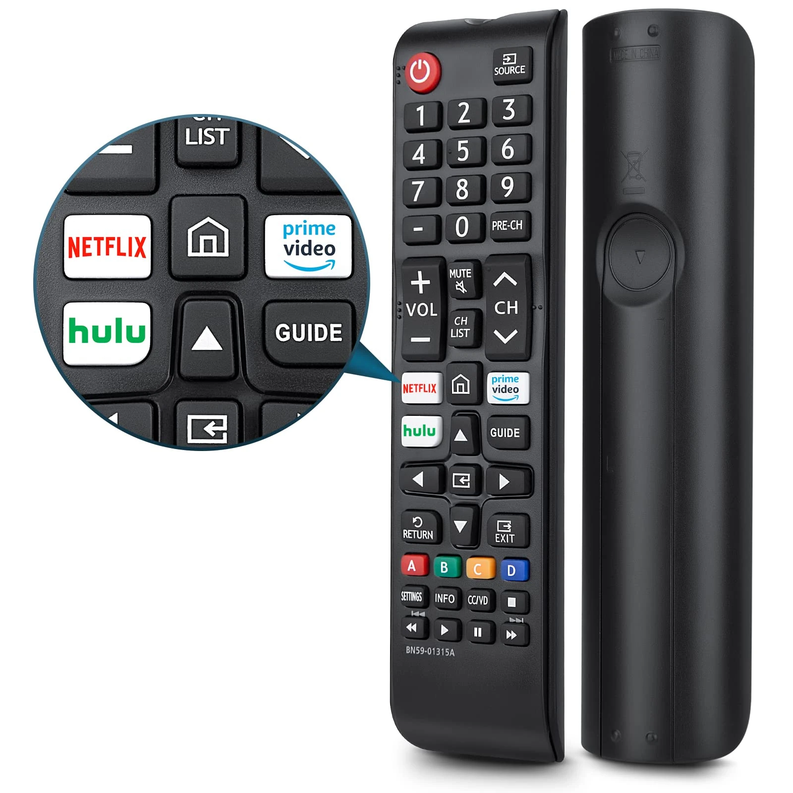 LOUTOC Universal Remote for Samsung TV, Replacement Infrared Remote for All Samsung Smart TV, LED, LCD, HDTV, 3D, Series TV, with Netflix/Hulu/Prime Video Buttons