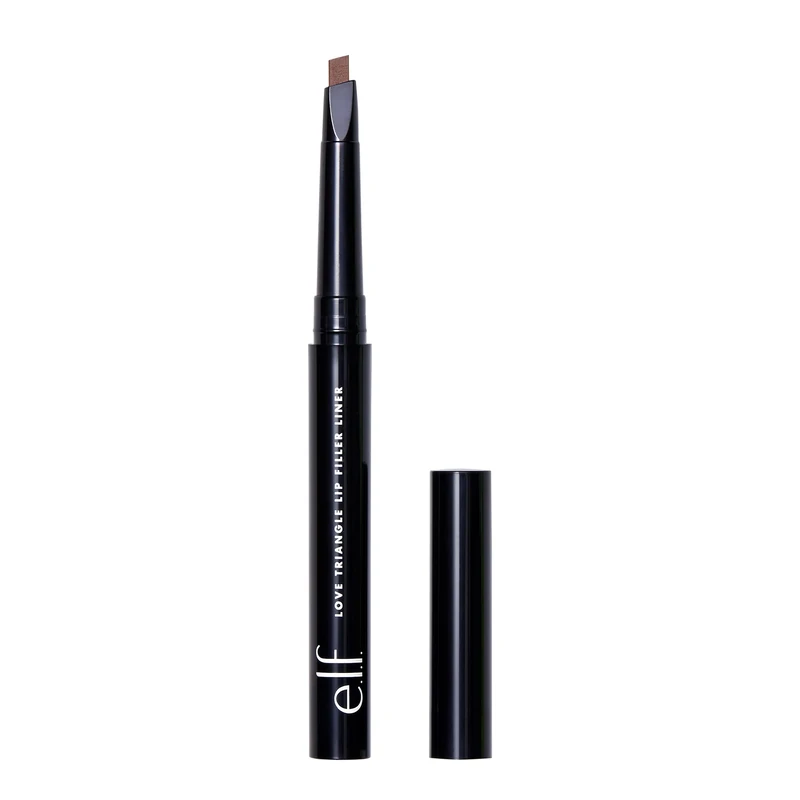 e.l.f. Love Triangle Lip Filler Liner, 2-in-1 Lip Liner Pencil For Sculpting & Filling, Long-Lasting Intense Colour, Deep Brown