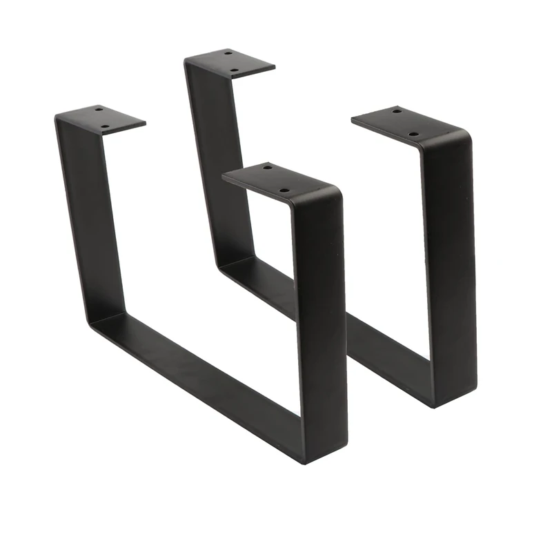 Osring 10 Inch Coffee Table Legs U-Shaped, 2pcs Solid Steel Table Legs for Furniture, TV Stand and Bench, Black - Image 1