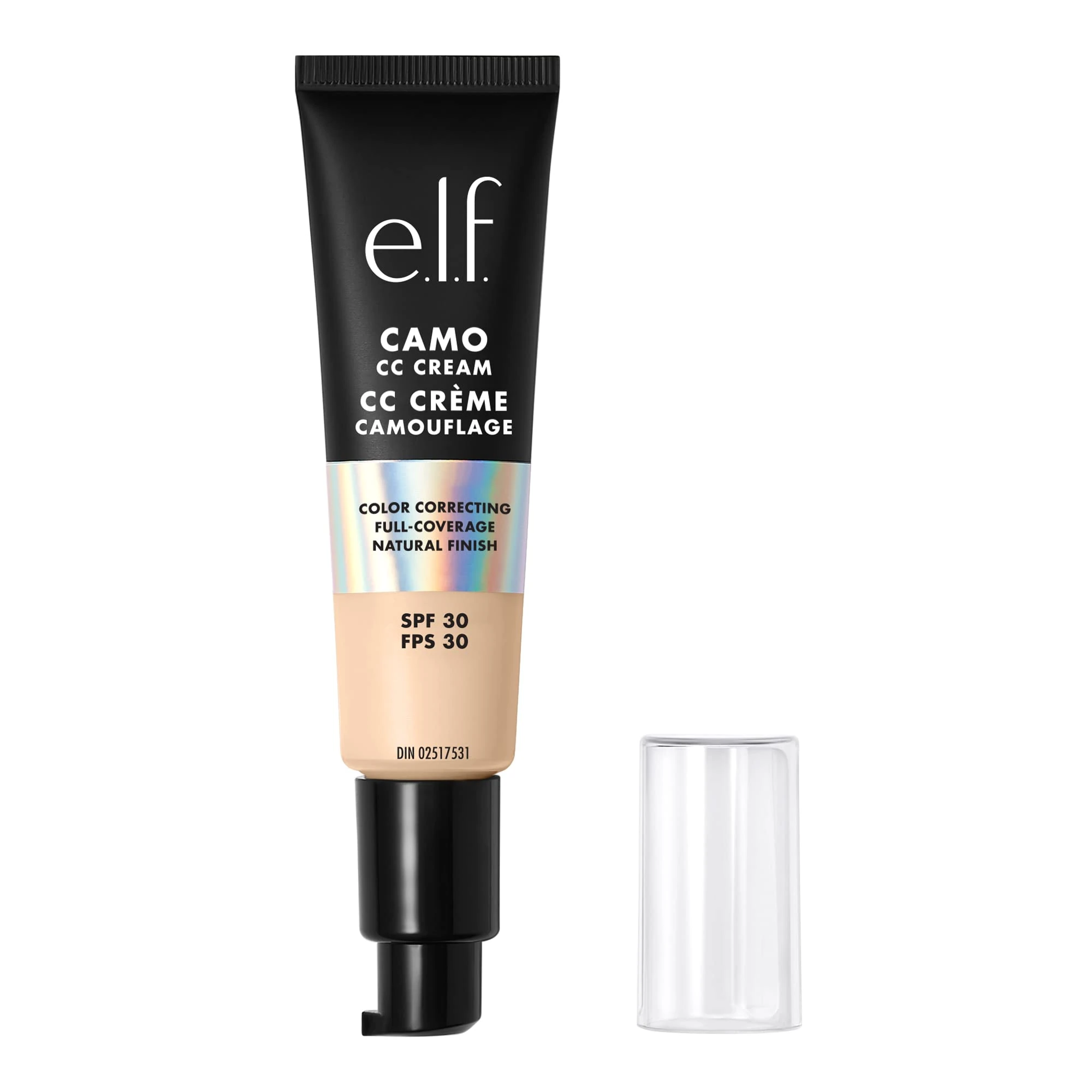e.l.f. Camo CC Cream, Color Correcting Medium-To-Full Coverage Foundation with SPF 30, Fair 100 W, 1.05 Oz (30g)