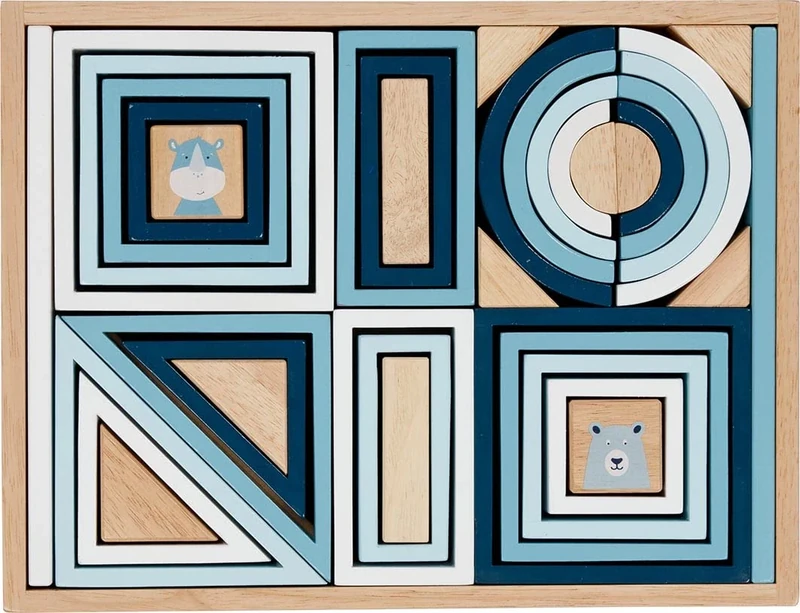 goki 58412 – Building Blocks Lifestyle, Azur – The Classic among Wooden Toys – Motor Skills Toy – in Wooden