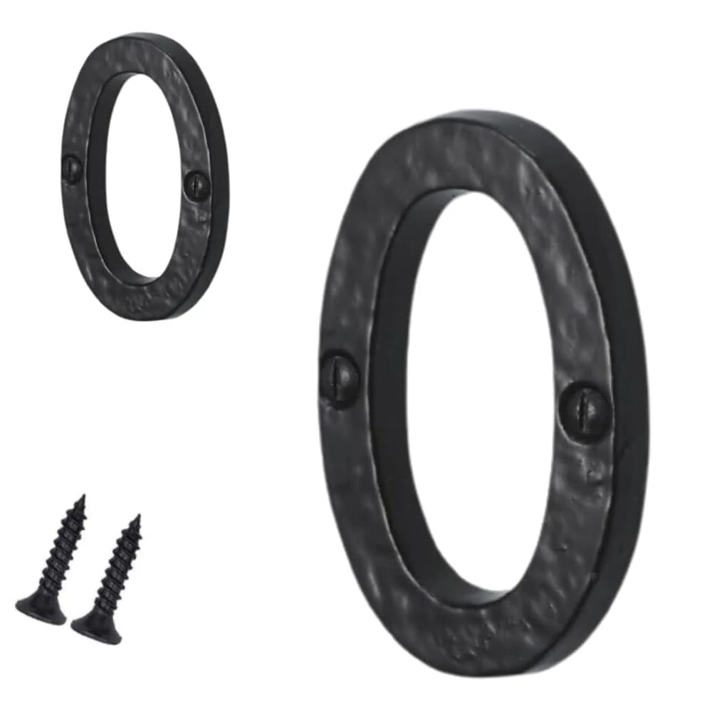 Antique Black Door Numbers Screw On 3 Inch Cast Iron Number 0 Door Number Elegant and Bold Door Numerals Suitable for All Door Types Including Wooden uPVC and Composite.
