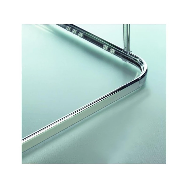 Spirella Shower Curtain Rail for Corner Shower Curtain in Surprise Aluminium 80 x 80 cm Shiny Finish - Sliders Included - Image 1