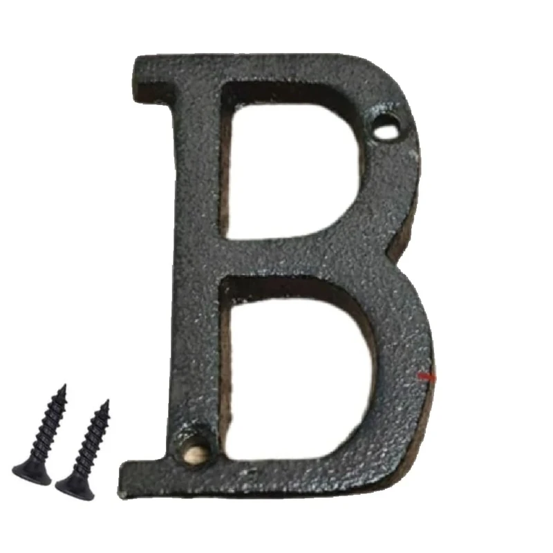 Antique Black Cast Iron Door Letters "B" - 3 Inch Screw On, Bold & Elegant Numerals Suitable for Wooden, uPVC & Composite Doors