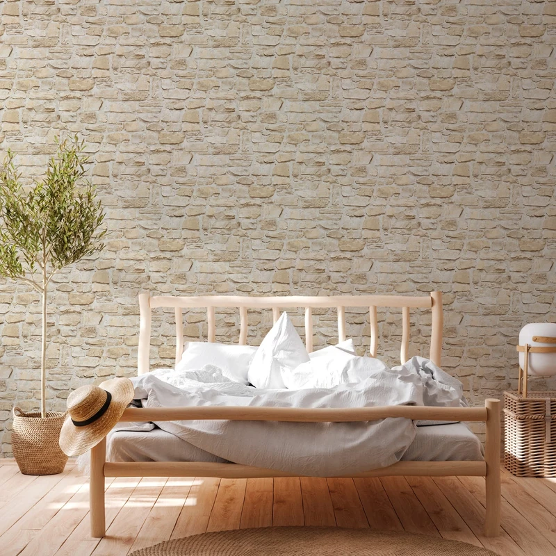 A.S. Création The Wallcover 385801 Self-Adhesive Wallpaper Stone Look Cream 8.00 x 0.53 m Made in Germany