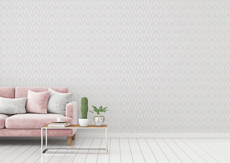 A.S. Création The Wallcover 385671 Self-Adhesive Wallpaper Geometric White Gold Furniture Film 8.40 x 0.53 m Made in Germany