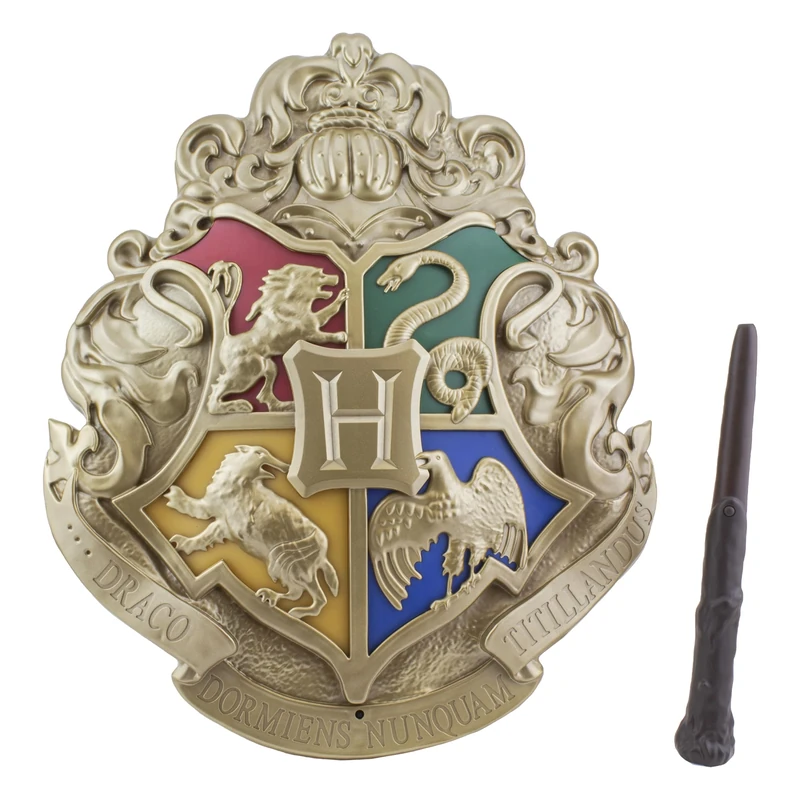 Paladone Harry Potter Officially Licensed Hogwarts Crest Light Sign with Noble Wand Remote Control Wall Mountable or Free-Standing Room Decor, Collectible Gifts for Harry Potter Wizards Fans
