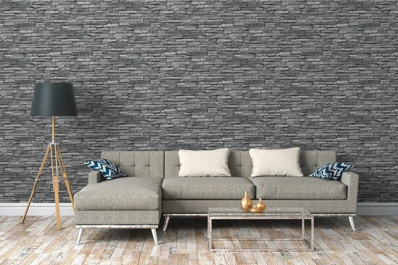 A.S. Création The Wallcover 385691 Self-Adhesive Wallpaper Stone Look Grey Black Furniture Film 3D 8 x 0.53 m Made in Germany