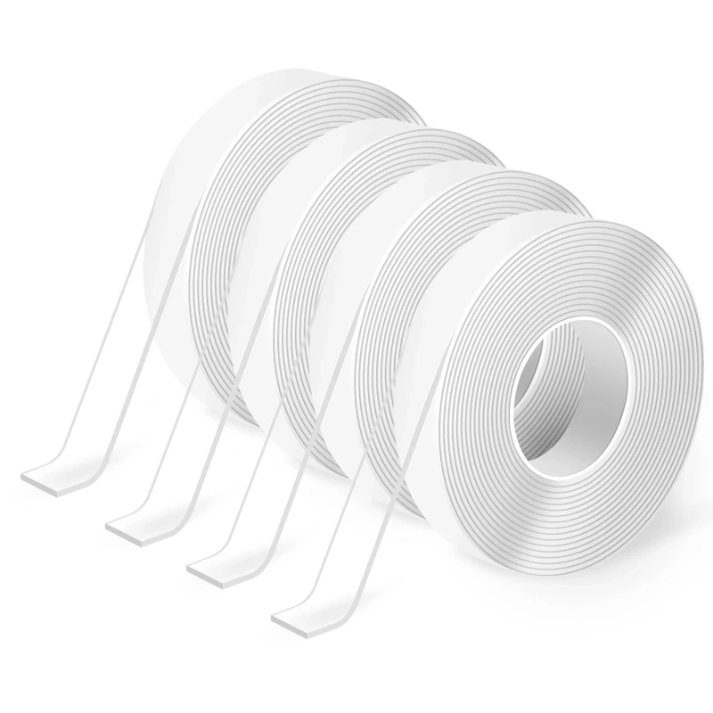 Art3d Double-Sided Tape Heavy Duty (4-Roll of 10FT), Removable, Traceless, Washable, Reusable - Multipurpose Tape as Seen on TV (1/24" x 1/2" x 10', 4)