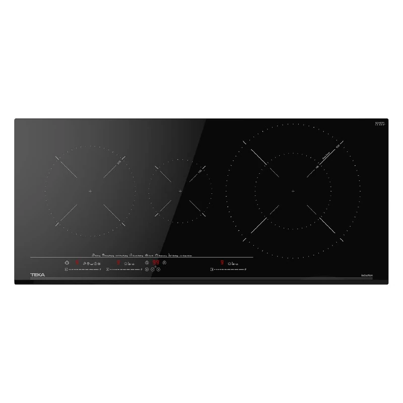 Teka IZC 93320 MST 90 cm Induction Plate, 3 Fire, MultiSlider Touch Control, 8 Functions, Glass with Front Bezel, Black Glass