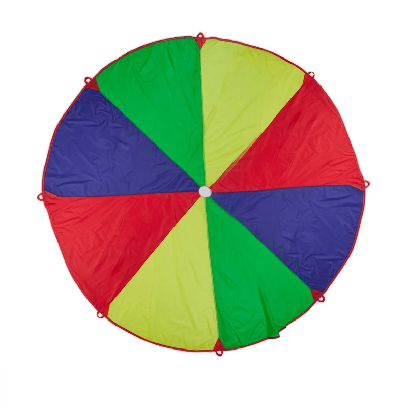 Relaxdays Play Parachute, 8 Handles, Polyester, Colorful, Movement Game for Children's Birthday Parties