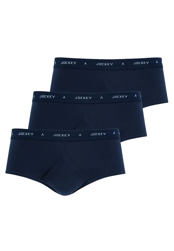 Jockey Men's UK Classic Cotton Rib Y-Front Brief - 3 Pack, Navy, 60