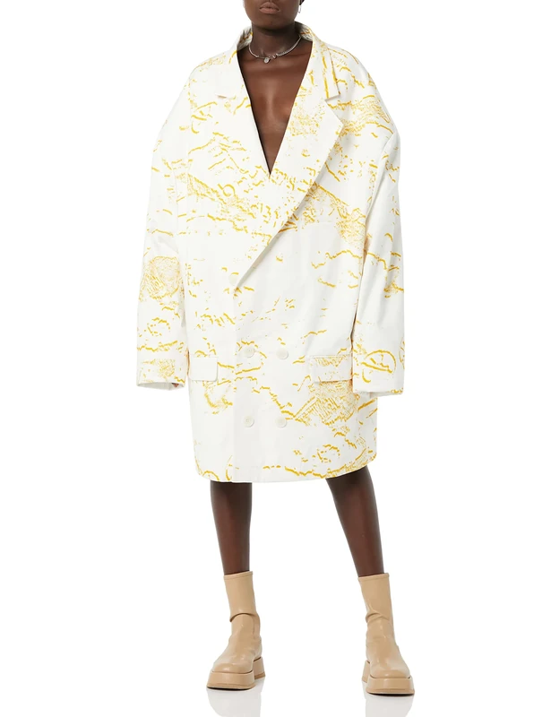 maison blanche All Gender Extreme Oversized Classic Tailored Jacket, Spicy Mustard Print, 4