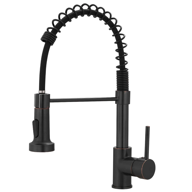 Oil Rubbed Bronze Kitchen Faucet,AIMADI Commercial Single Handle Single Hole Bronze Kitchen Faucet with Pull Down Sprayer grifo para fregaderos de cocina