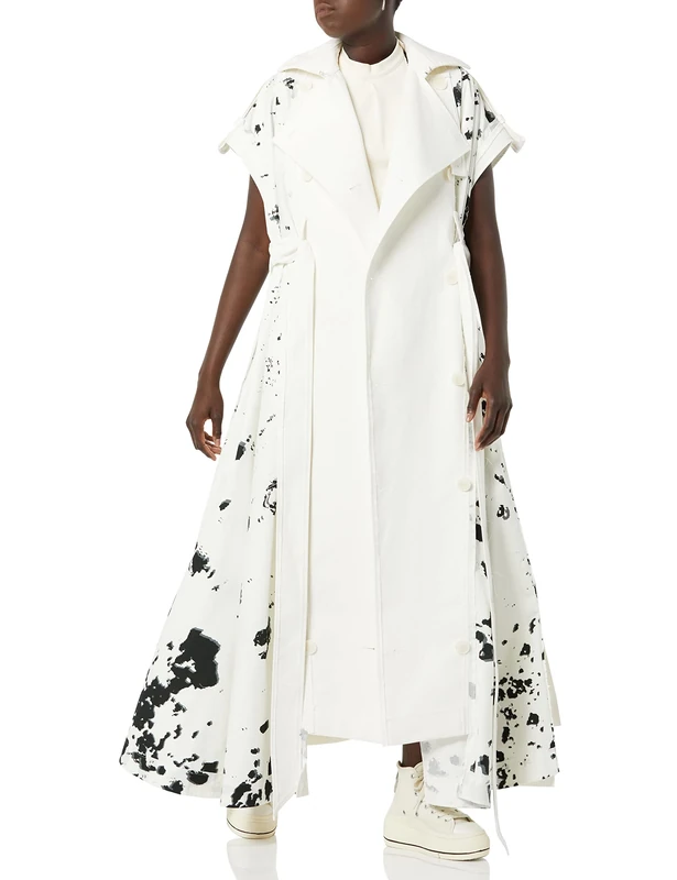 maison blanche All Gender Sleeveless Trench-Coat, Rust Print, 6