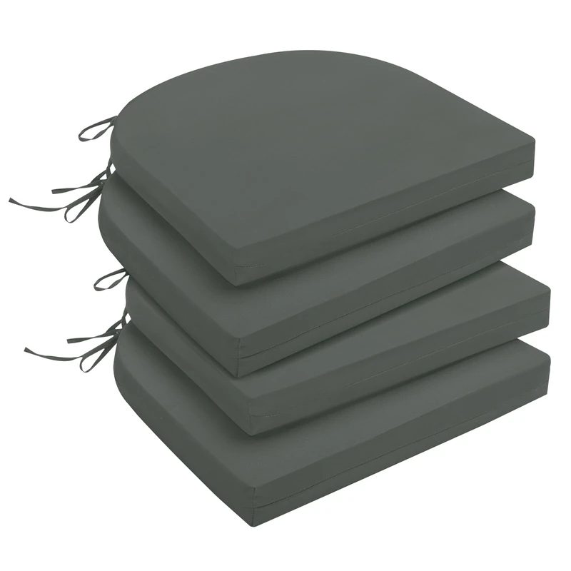 downluxe 4 Pack Outdoor Chair Cushions - 17x16x2 inch Dark Grey