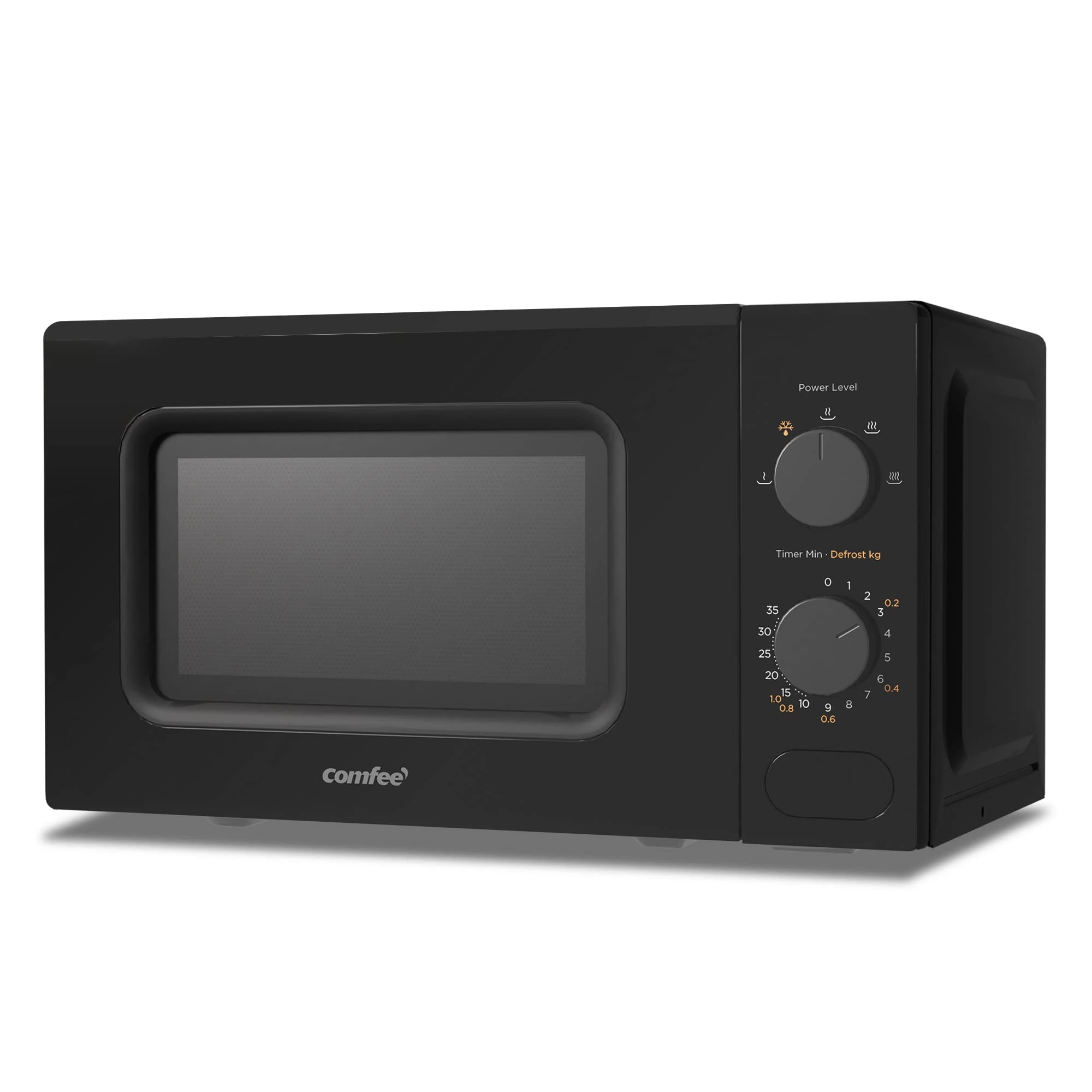 COMFEE' Black Compact Microwave Oven 700W with Manual Control - 20L Countertop Microwave for Small Kitchens, 5 Power Levels & Quick Defrost, CM-M202CC(BK)
