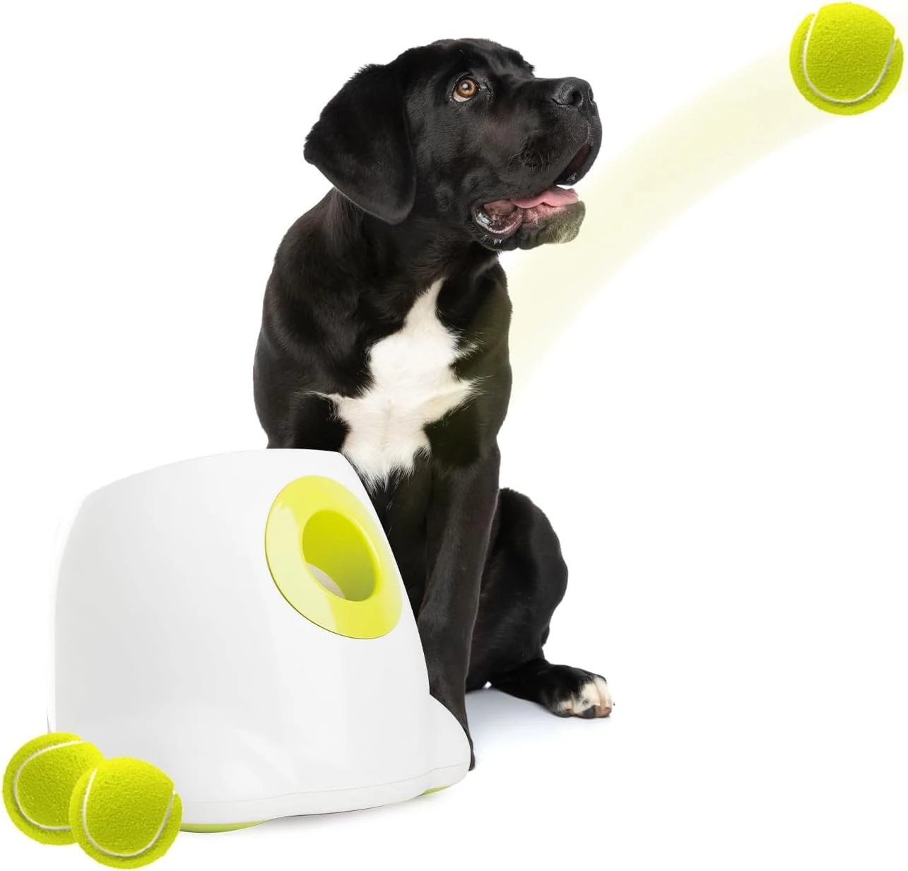 ALL FOR PAWS Automatic Dog Ball Launcher, Interactive Dog Ball Thrower For Large and X-Large Dogs,Rechargable Interactive Puppy Pet Fetch Toy with 10-40 Ft, 3PCS 2.5" Tennis Balls Included