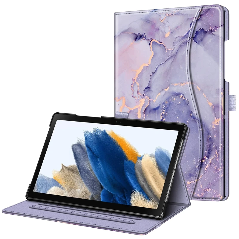FINTIE Case for Samsung Galaxy Tab A8 10.5 inch 2022 Model (SM-X200/X205) - Multi-Angle Viewing Folio Stand Cover with Pocket, Auto Wake/Sleep, Lilac Marble