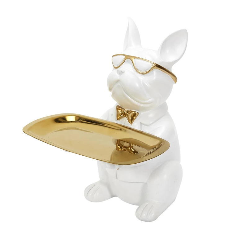 CED Deco Bulldog Sculpture 21 cm Empty White - Image 1