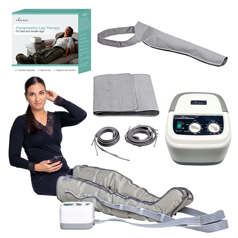 Edicare, Pressotherapy Boots, Lymphatic Drainage, Massager, Tired Feet Legs, Massage and Relaxation, Easy to Use, Professional Efficiency (Full Kit)