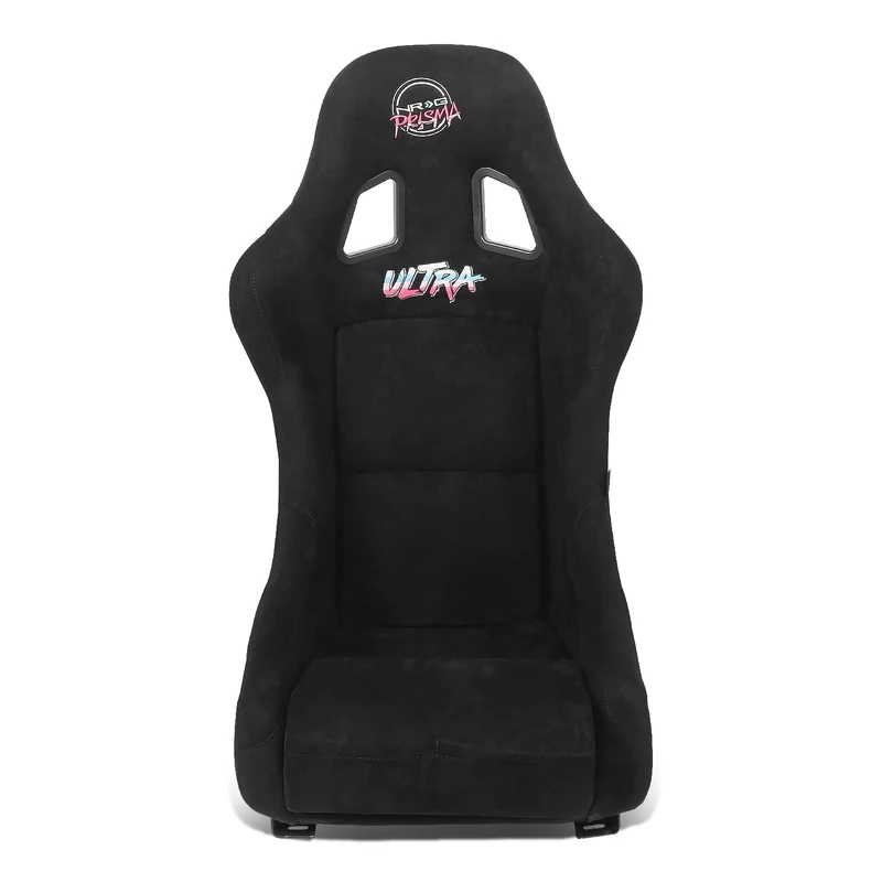 NRG Innovations NRG-FRP-303BK-ULTRA Universal Fixed Back Bucket Racing Seat with Side Mount Adapters for 6-Point Harnesses, Size M, Black Seat Cover